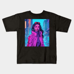 Vaporwave Cyberpunk Girl Kids T-Shirt